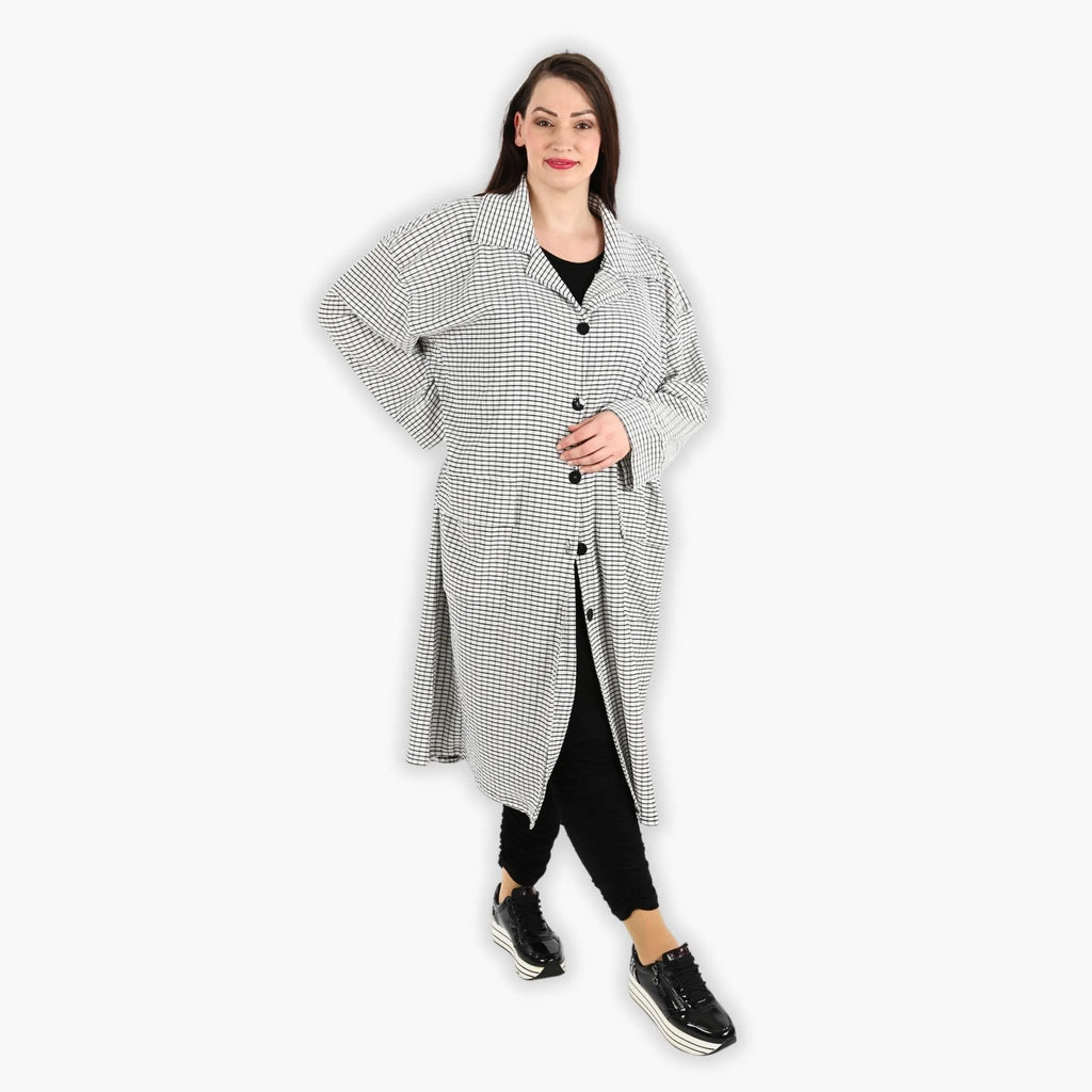 AKH 6934 Coat, White-Black
