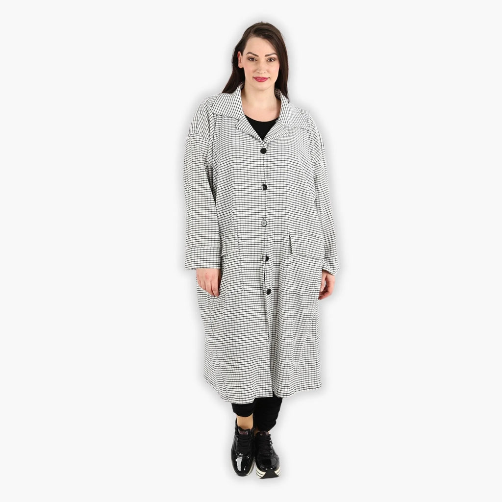AKH 6934 Coat, White-Black