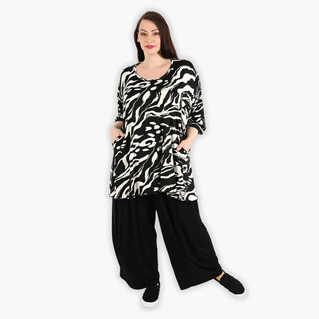 AKH 593 Big Shirt, Black-Ecru