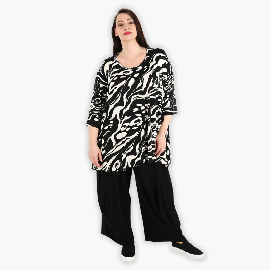 AKH 593 Big Shirt, Black-Ecru