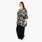 AKH 593 Big Shirt, Black-Ecru
