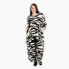 Chemise grande taille AKH 593, écru-noir