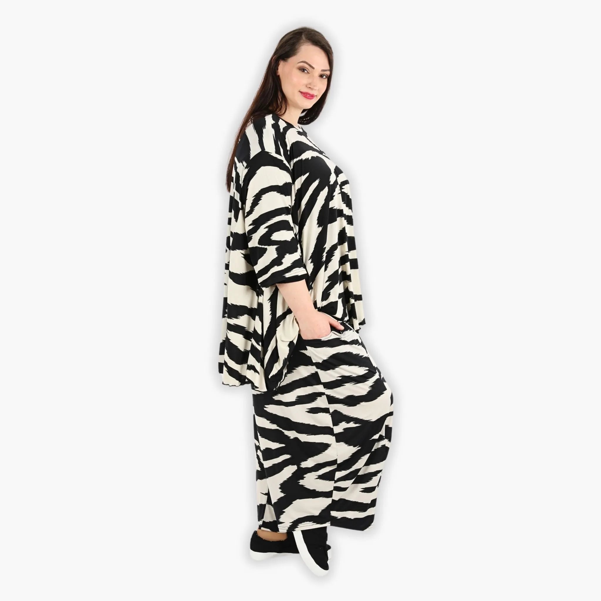 Chemise grande taille AKH 593, écru-noir