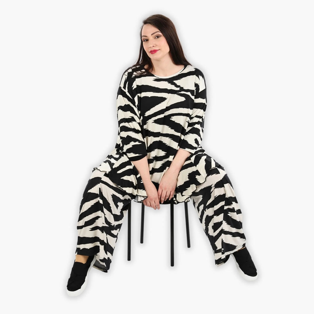 Chemise grande taille AKH 593, écru-noir