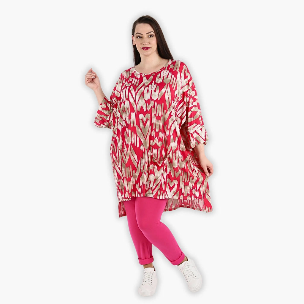 AKH 6925 Big Shirt, fuchsia-beige