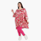 AKH 6925 Big Shirt, fuchsia-beige