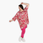 AKH 6925 Big Shirt, fuchsia-beige