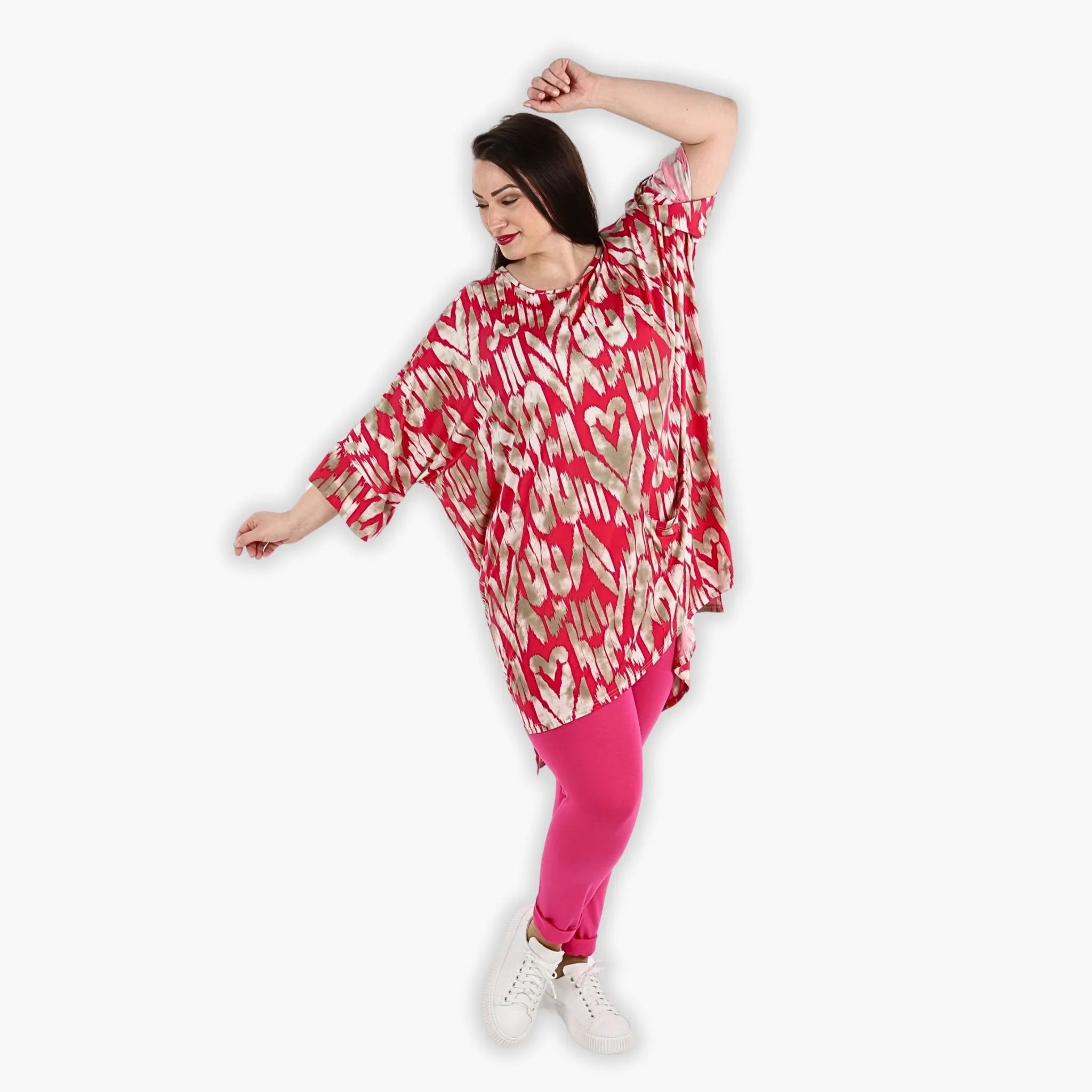 AKH 6925 Big Shirt, fuchsia-beige