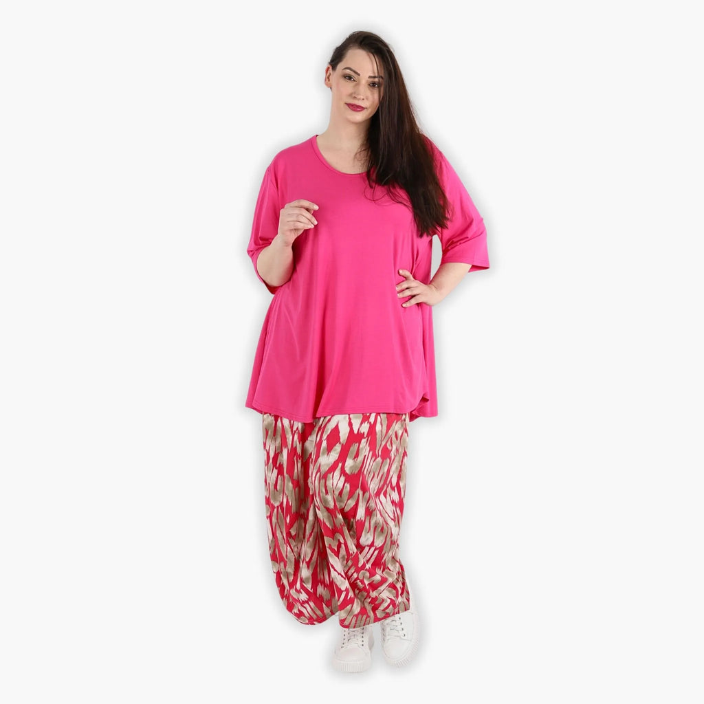 AKH 8069 Trousers, Fuchsia-Beige