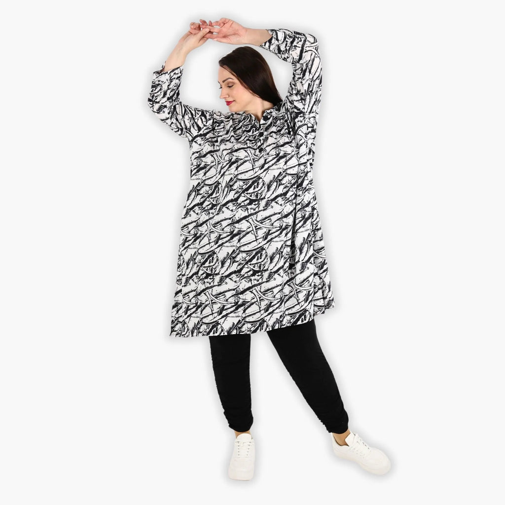 AKH 6906 Blouse, Black and White