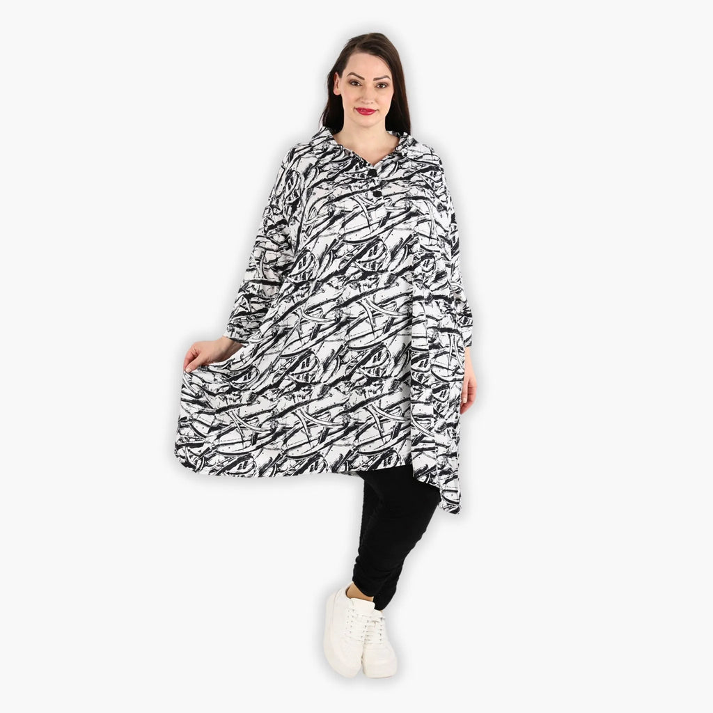 AKH 6906 Blouse, Black and White