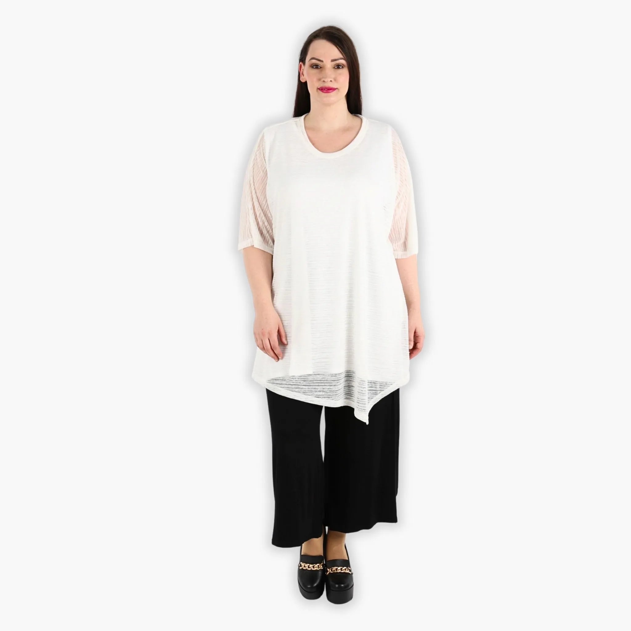 Chemise grande taille AKH 2151, crème