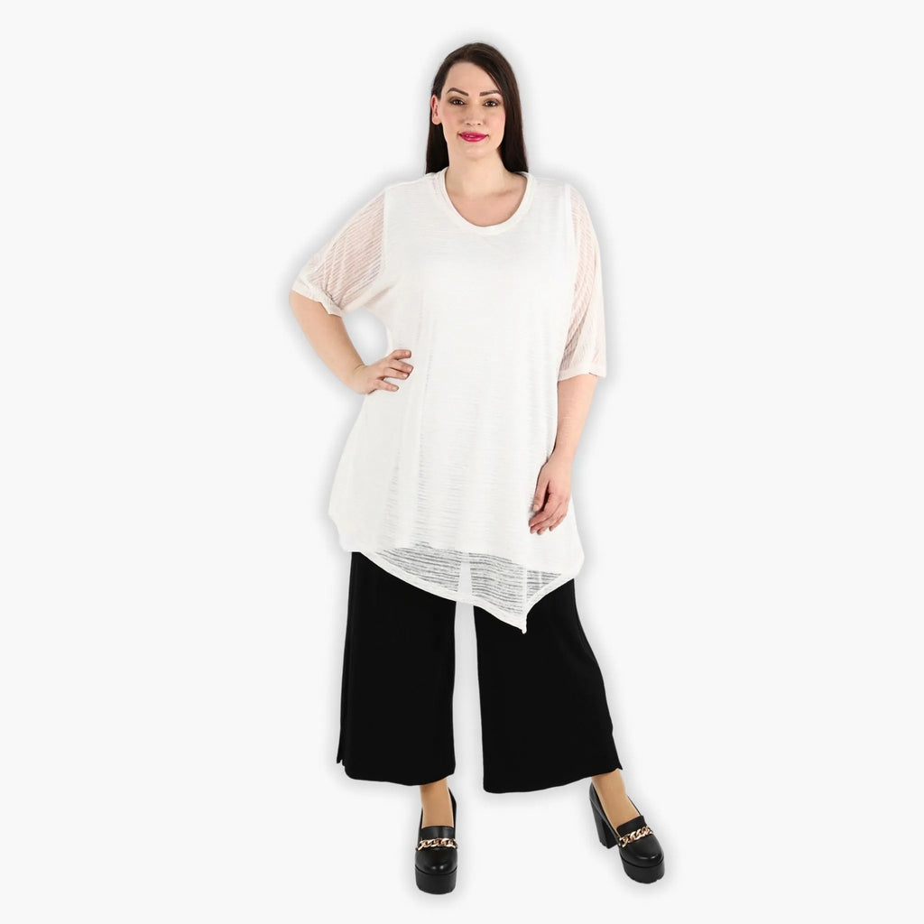 Chemise grande taille AKH 2151, crème