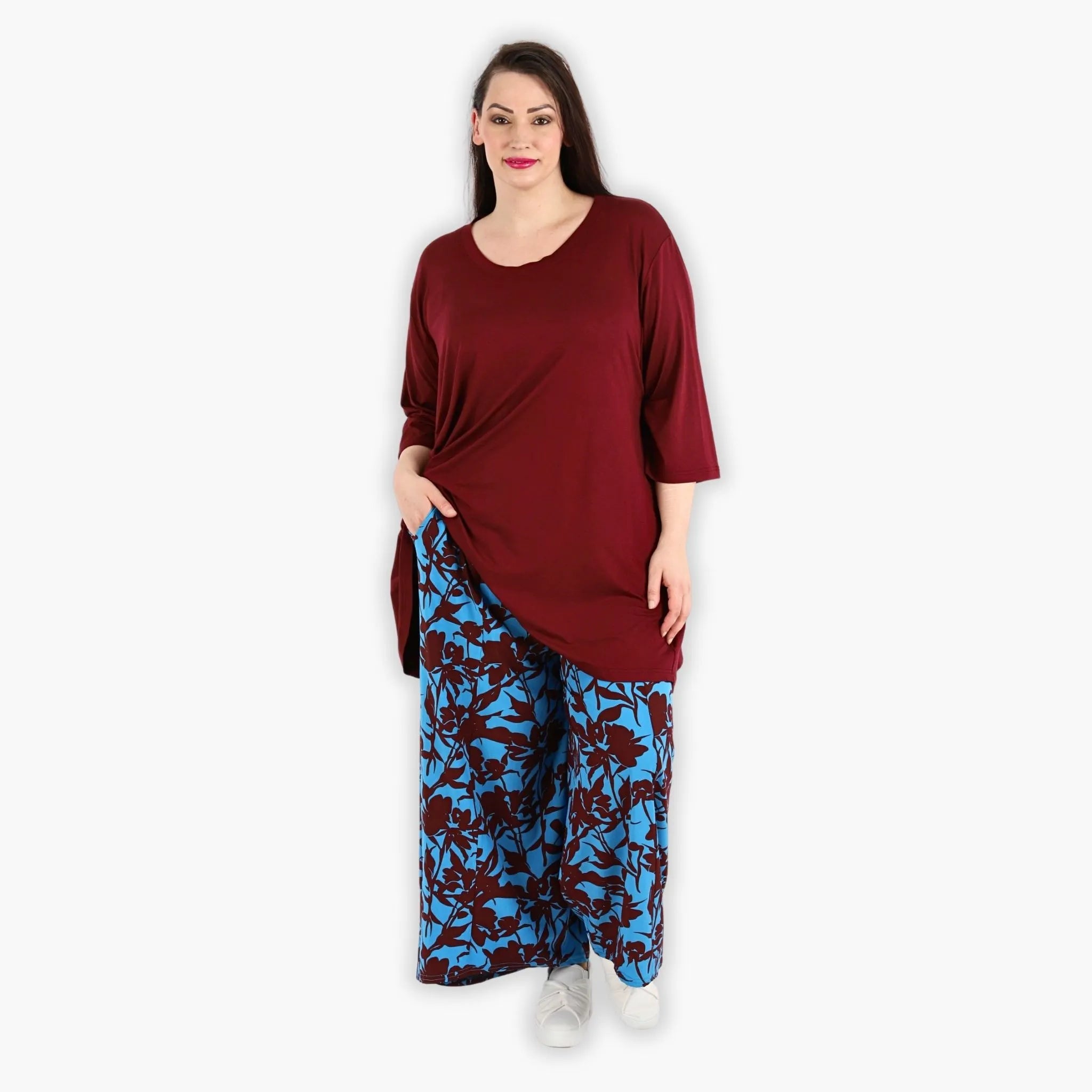 AKH 6927 Trousers, Maroon-Blue
