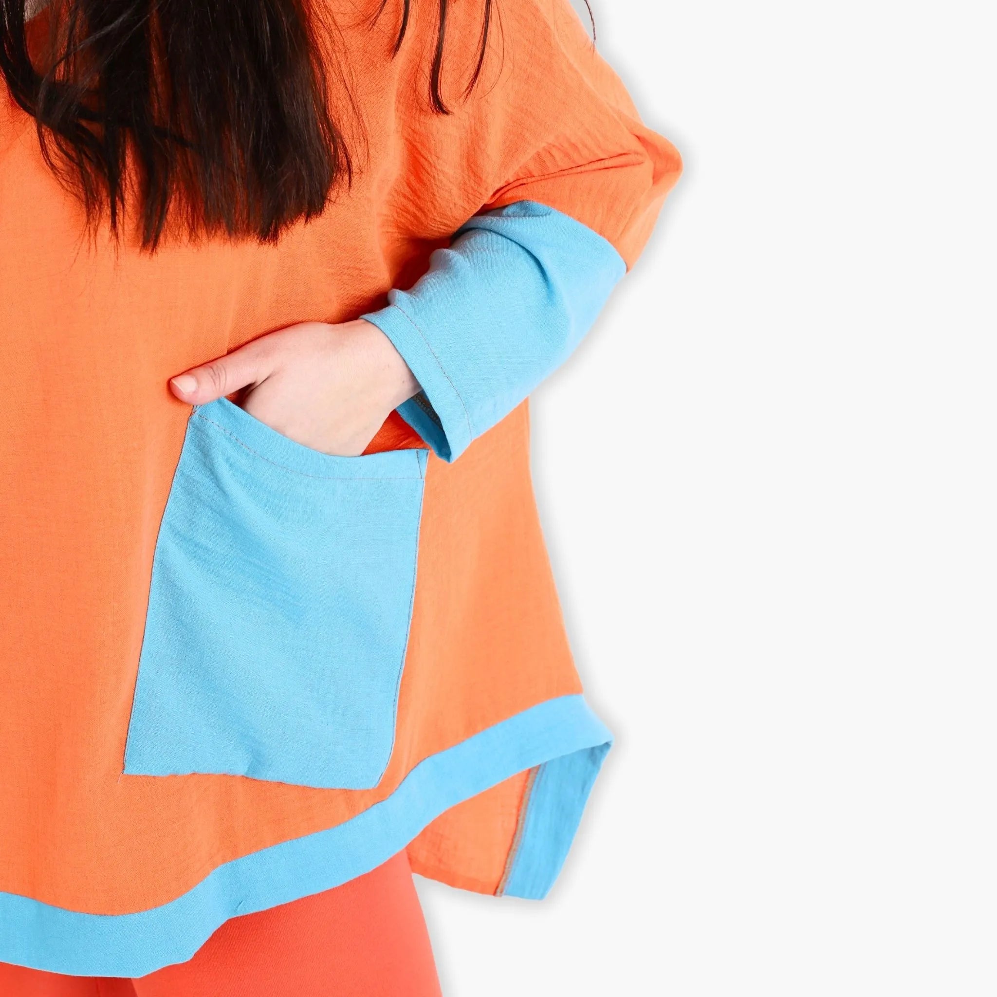 AKH 2413 Big Shirt, Orange-Turquoise