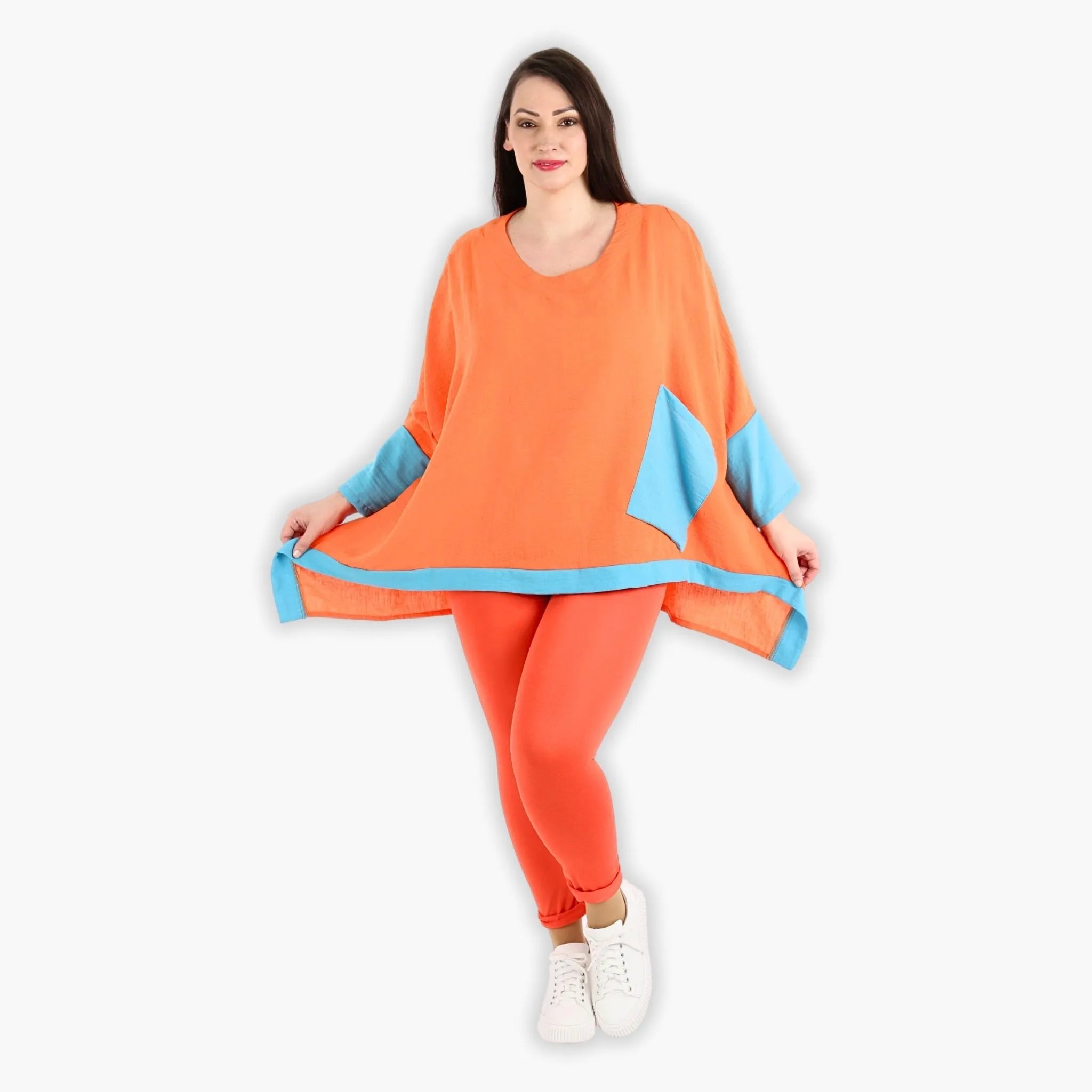 AKH 2413 Big Shirt, Orange-Turquoise