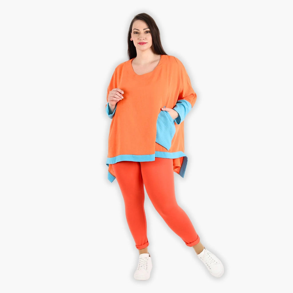 AKH 2413 Big Shirt, Orange-Turquoise