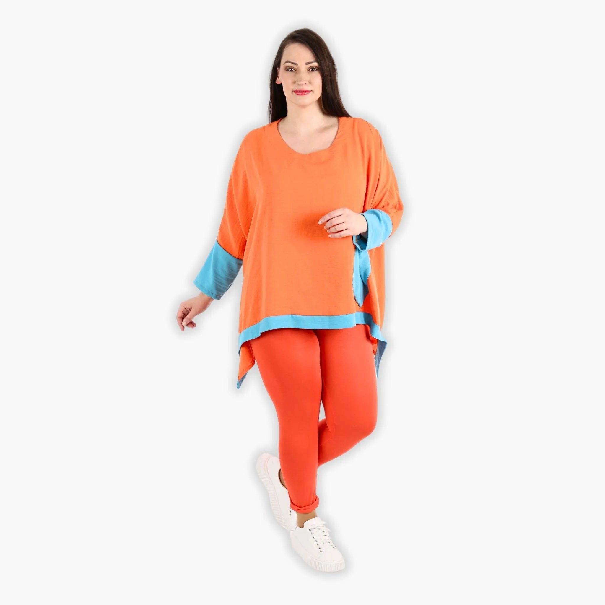 AKH 2413 Big Shirt, Orange-Turquoise