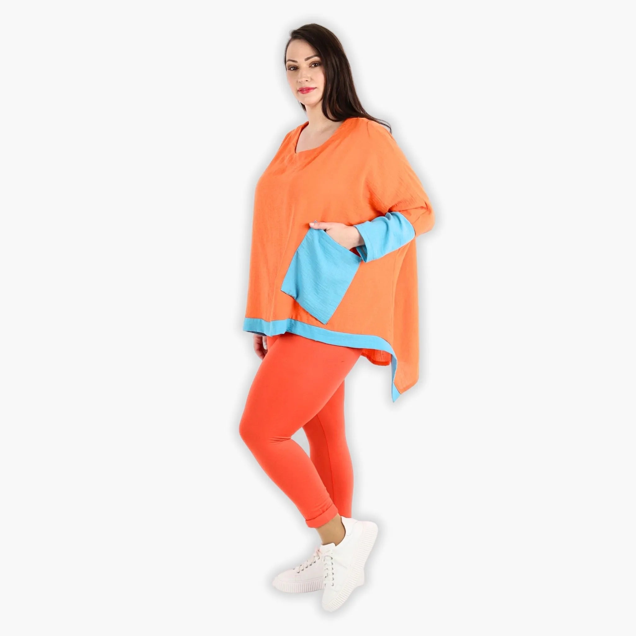 AKH 2413 Big Shirt, Orange-Turquoise