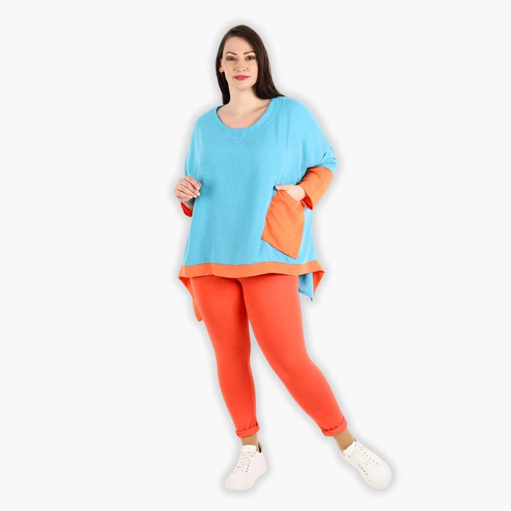AKH 2413 Big Shirt, Turquoise-Orange