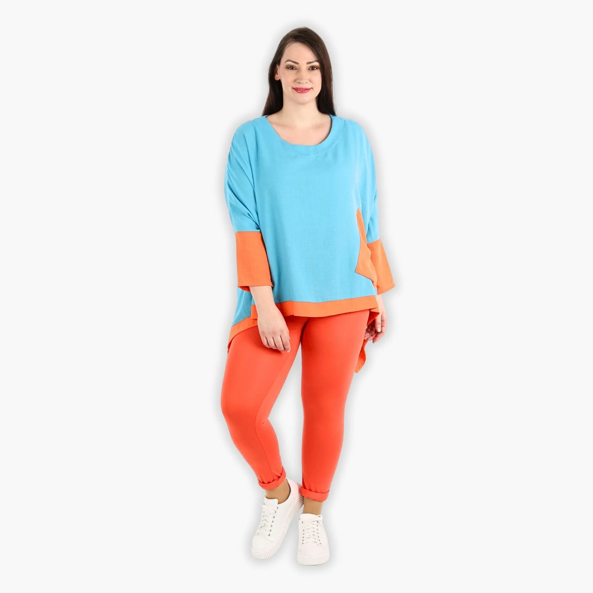 AKH 2413 Big Shirt, Turquoise-Orange