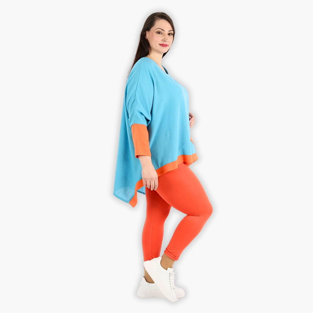 AKH 2413 Big Shirt, Turquoise-Orange