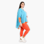 AKH 2413 Big Shirt, Turquoise-Orange