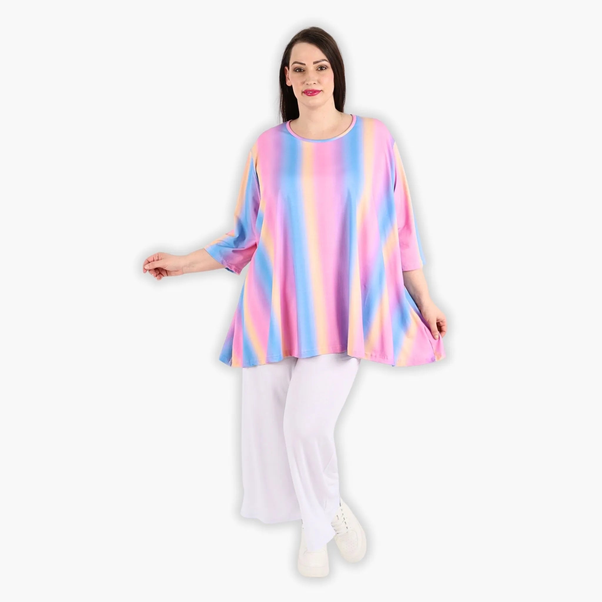 AKH 593 Big Shirt, Pink-Blue-Orange