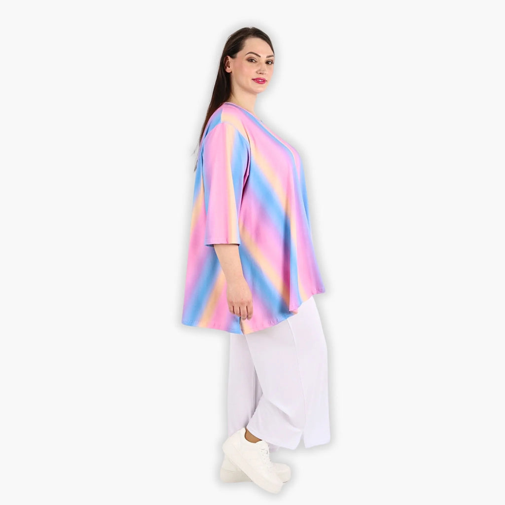 AKH 593 Big Shirt, Pink-Blue-Orange