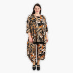 AKH 593 Big Shirt, Black-Cognac-Beige