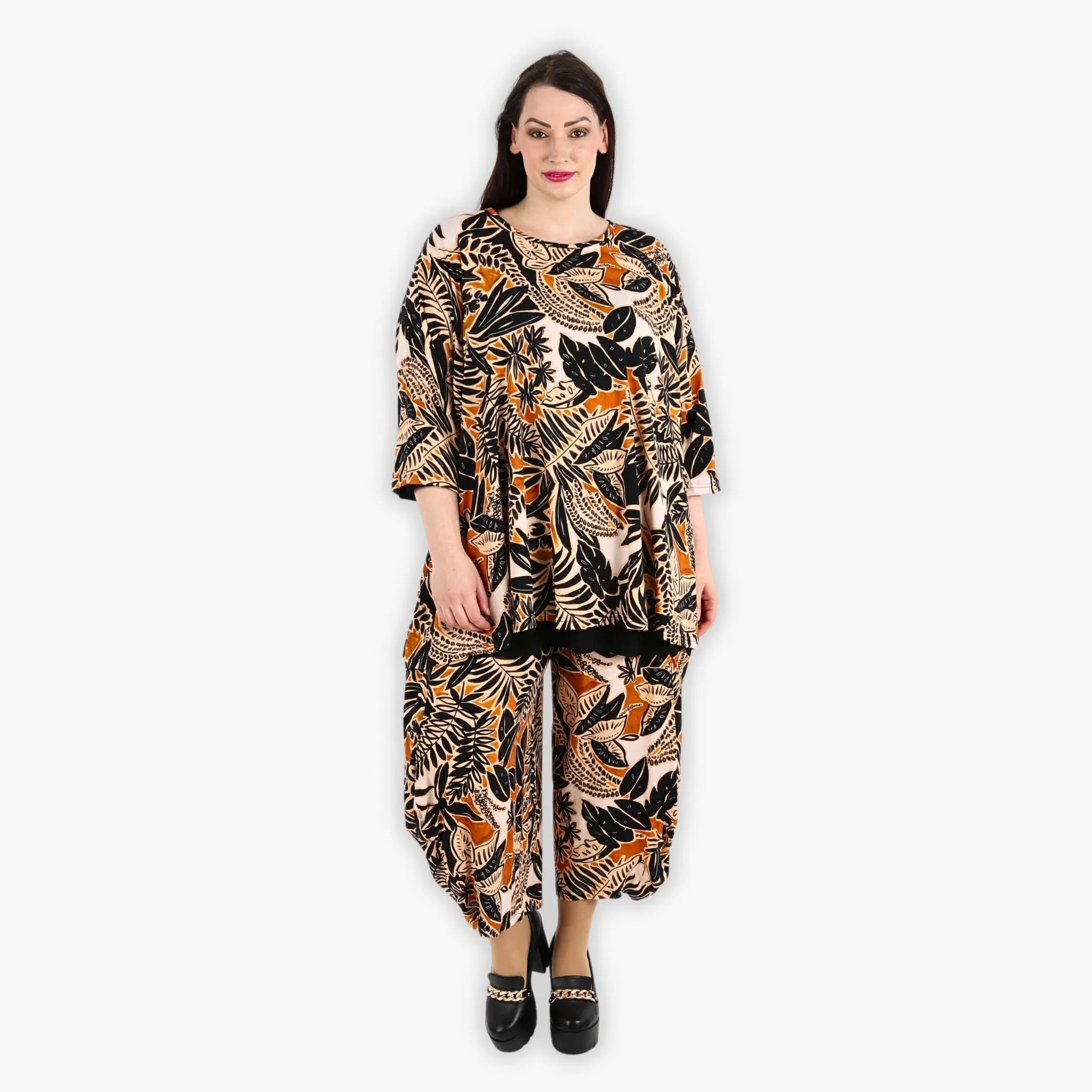 AKH 593 Big Shirt, Black-Cognac-Beige