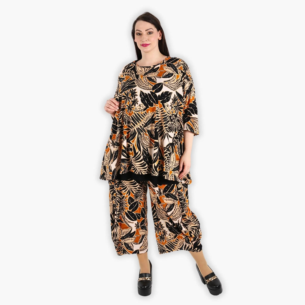 AKH 593 Big Shirt, Black-Cognac-Beige