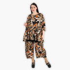 AKH 593 Big Shirt, Black-Cognac-Beige