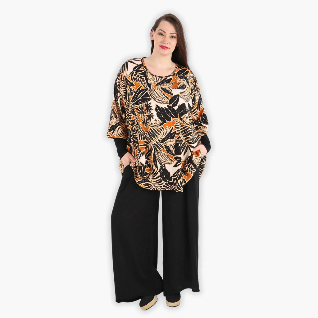 AKH 593 Big Shirt, Black-Cognac-Beige