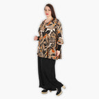 AKH 593 Big Shirt, Black-Cognac-Beige