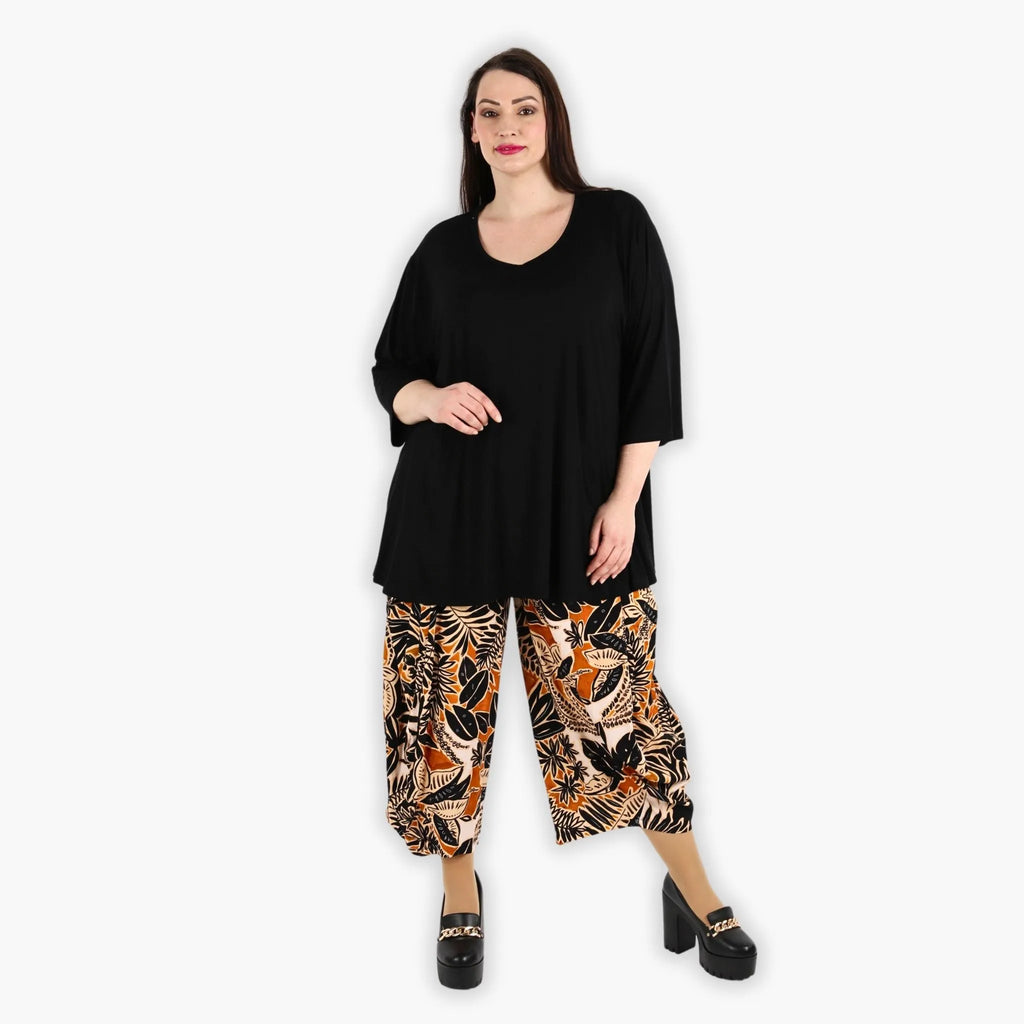 Pantalon AKH 8069, noir-cognac-beige
