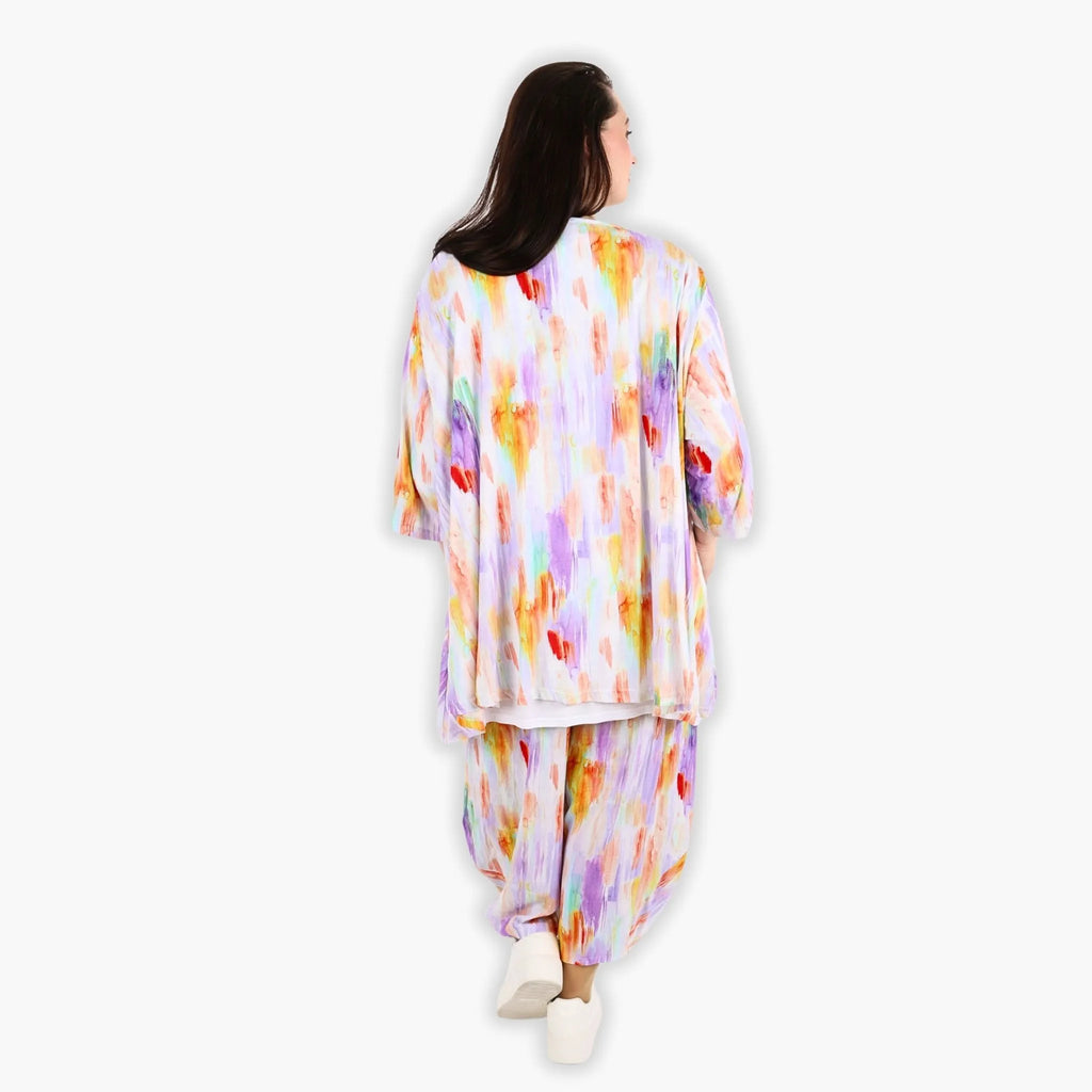 AKH 593 Big Shirt, White-Lilac-Orange