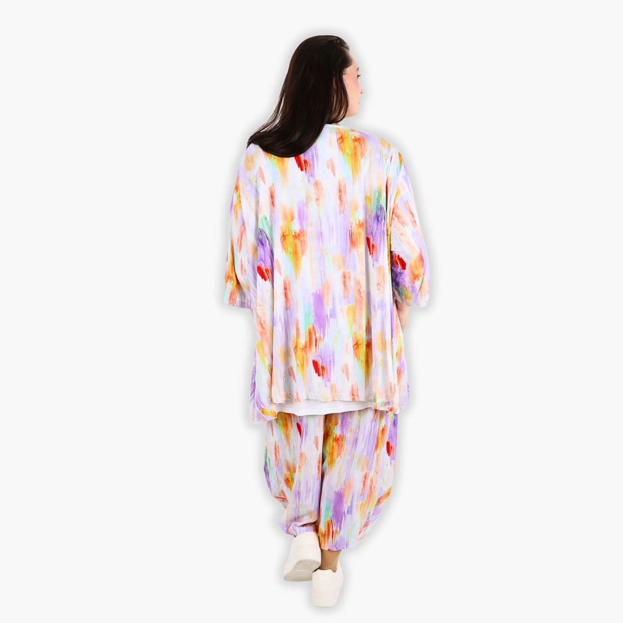 AKH 593 Big Shirt, White-Lilac-Orange