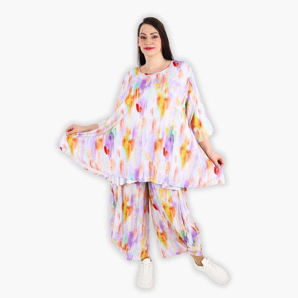AKH 593 Big Shirt, White-Lilac-Orange