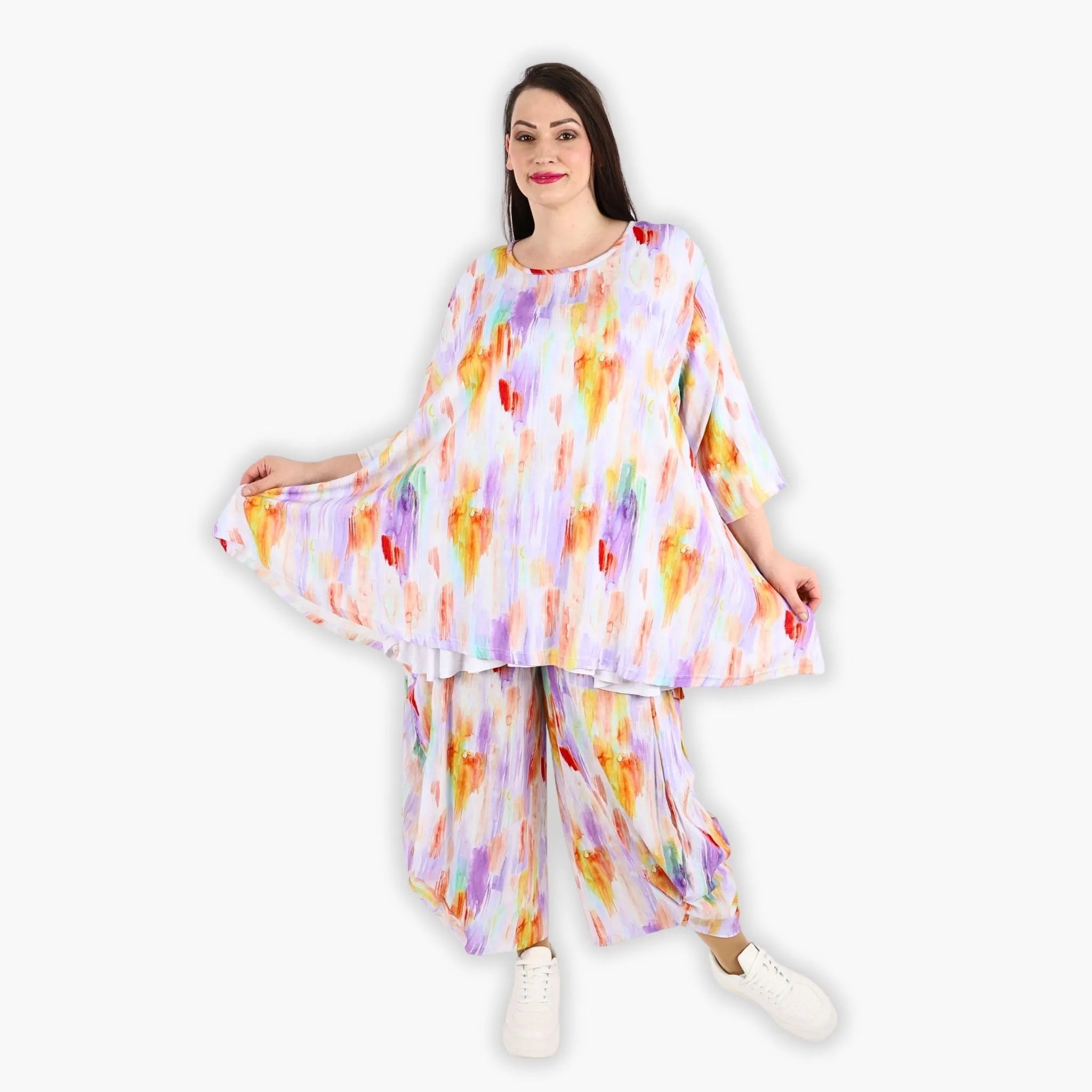 AKH 593 Big Shirt, White-Lilac-Orange