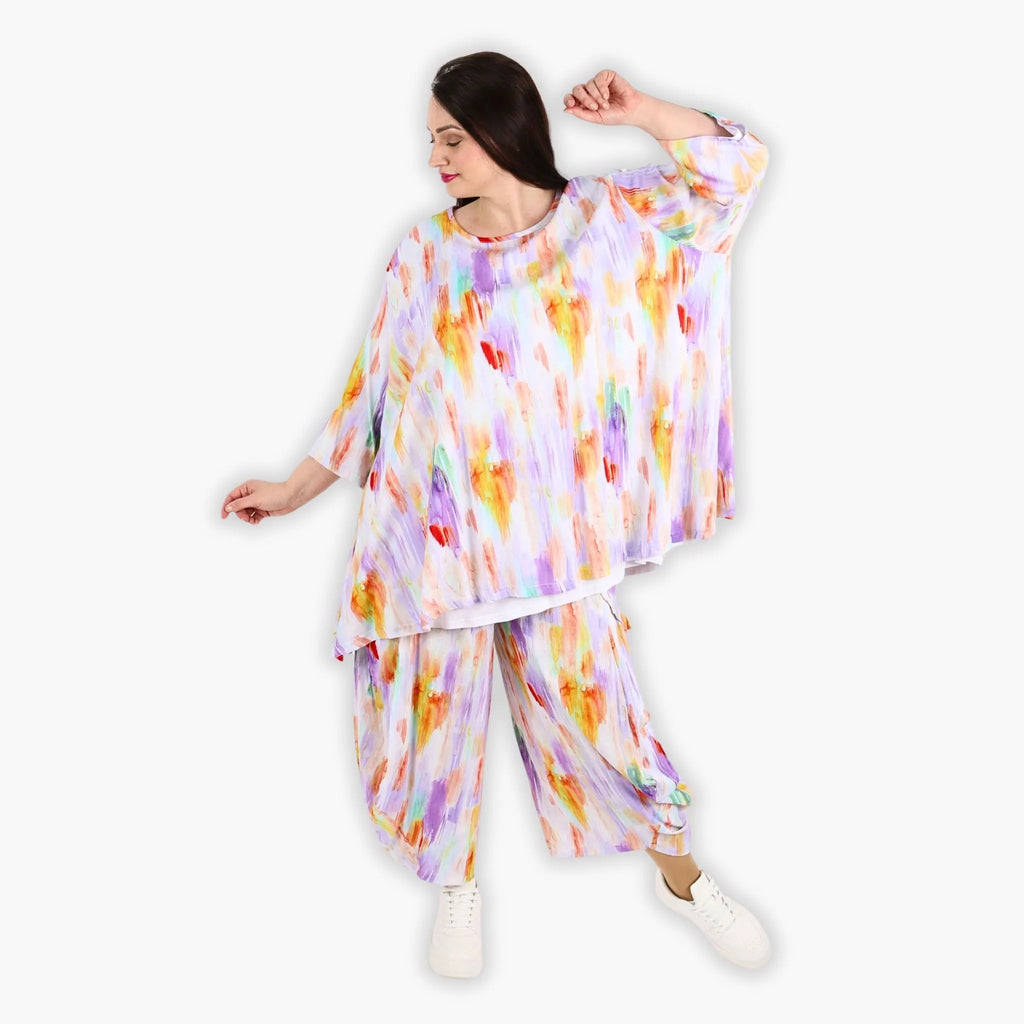AKH 593 Big Shirt, White-Lilac-Orange
