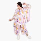 AKH 593 Big Shirt, White-Lilac-Orange