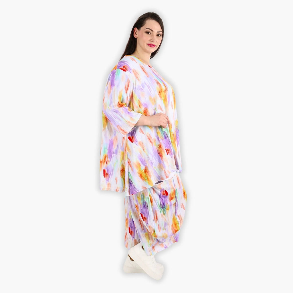 AKH 593 Big Shirt, White-Lilac-Orange