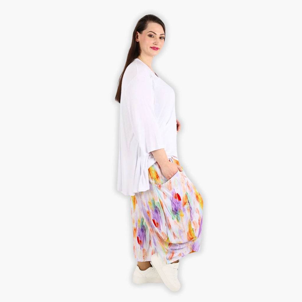 AKH 8069 Trousers, White-Lilac-Orange