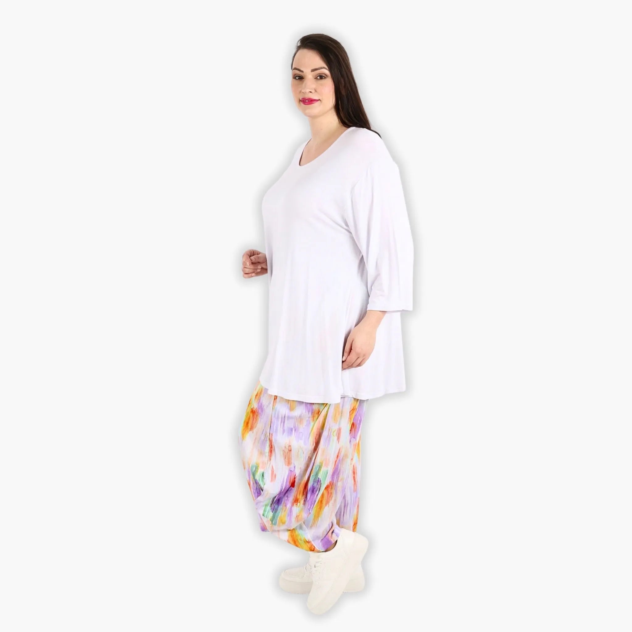 AKH 8069 Trousers, White-Lilac-Orange