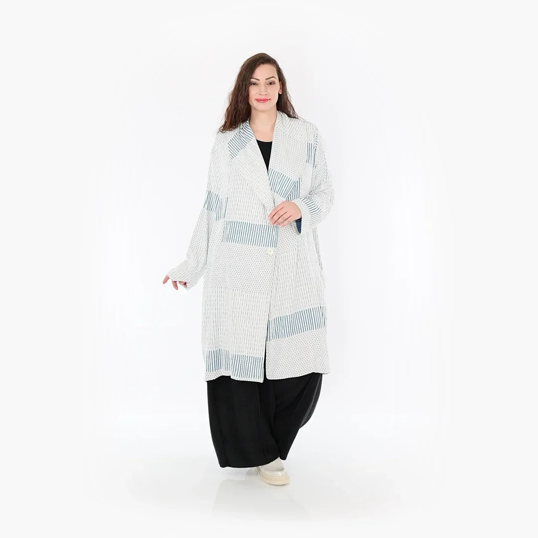 AKH Fashion Mantel 2494 Frilla, Blau/Ecru