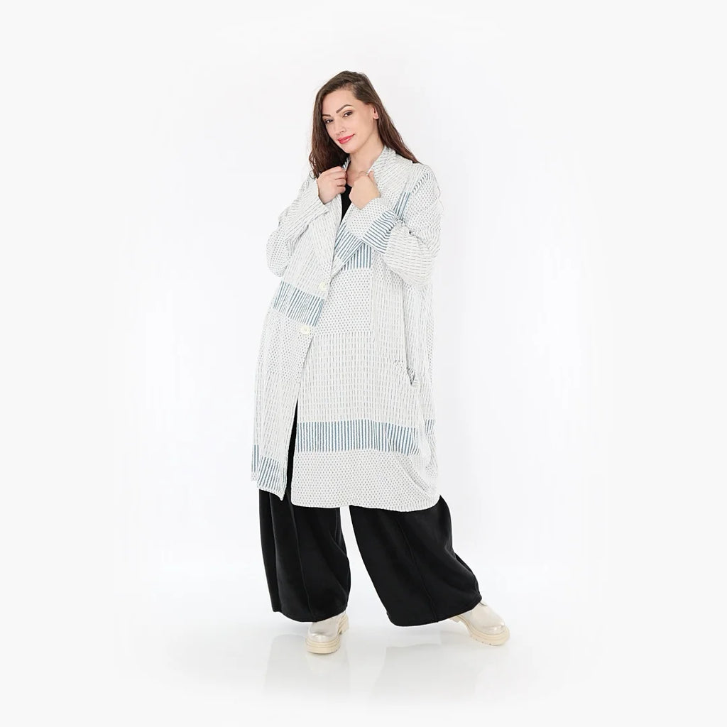 AKH Fashion Mantel 2494 Frilla, Blau/Ecru