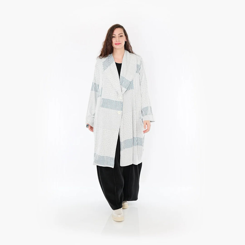 AKH Fashion Mantel 2494 Frilla, Blau/Ecru