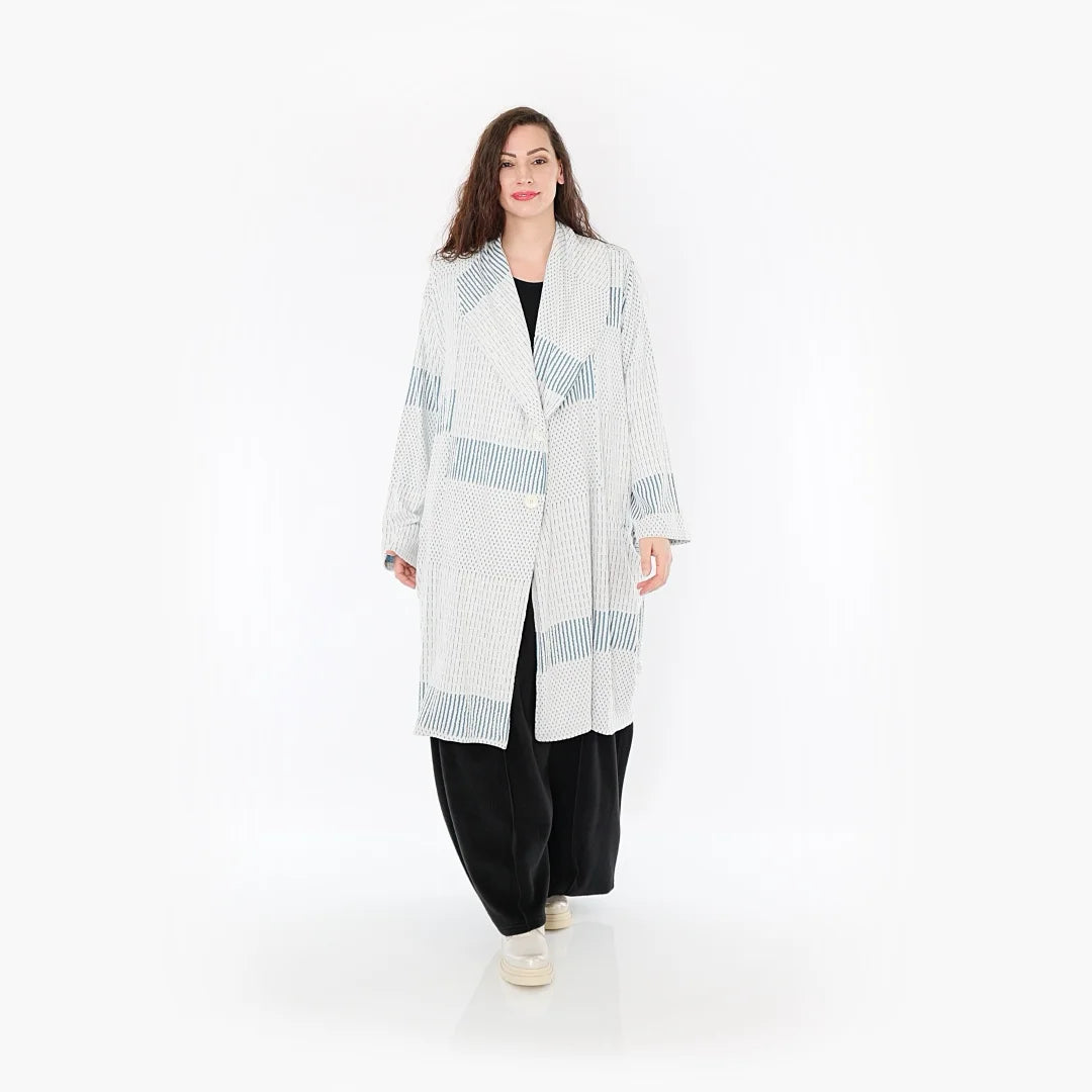 AKH Fashion Mantel 2494 Frilla, Blau/Ecru