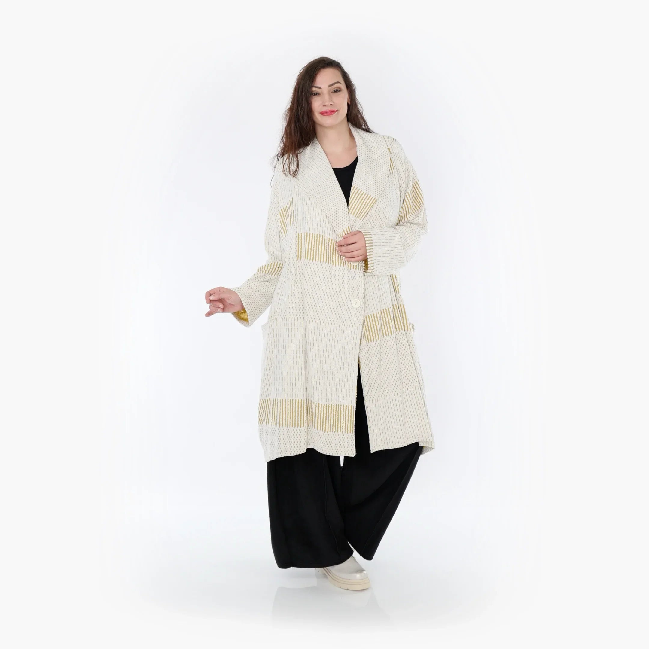 AKH Fashion Mantel 2494 Frilla, Senf/Ecru